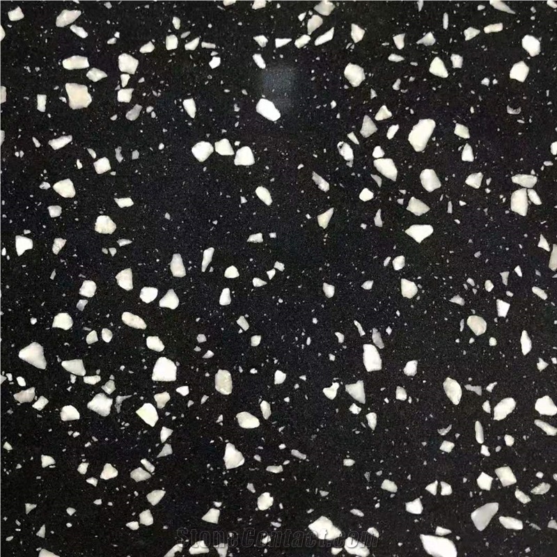 Black color terrazzo slab floor tile