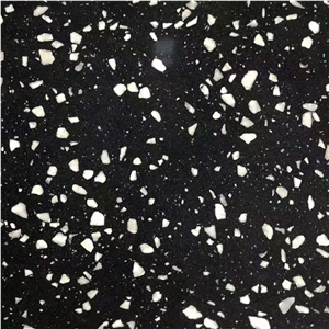 Black color terrazzo slab floor tile
