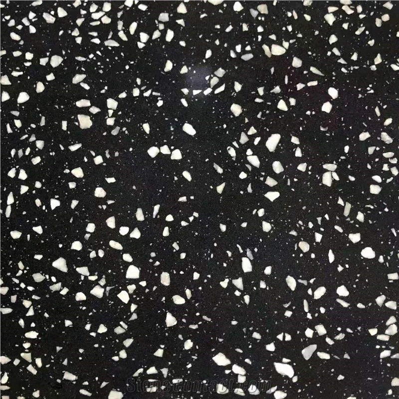 Black color terrazzo slab floor tile