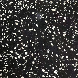 Black color terrazzo slab floor tile