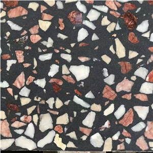 Black with red color terrazzo slab Black with red color terrazzo slab