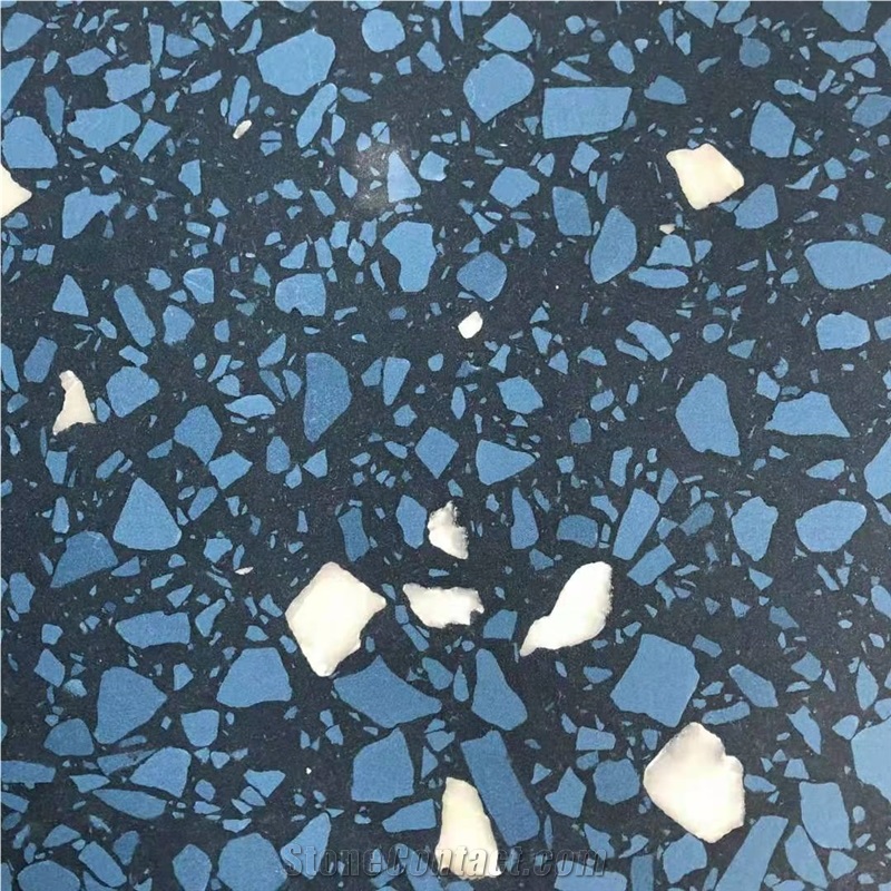 Blue color terrazzo cement floor tile