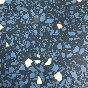 Blue color terrazzo cement floor tile