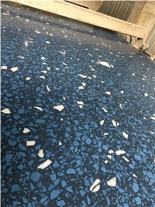Blue color terrazzo cement floor tile