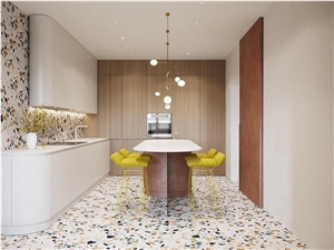 Multicolor terrazzo pattern floor tile