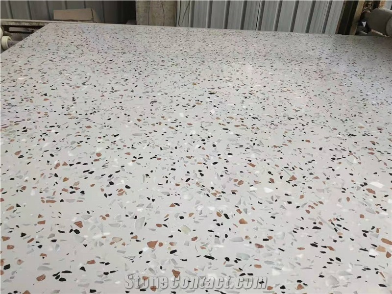 Terrazzo white cement slab wall tile