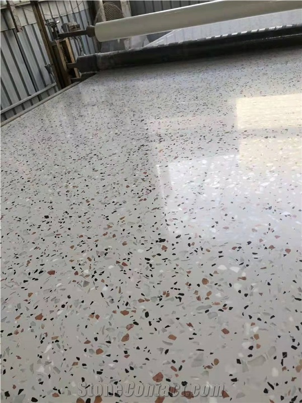 Terrazzo white cement slab wall tile