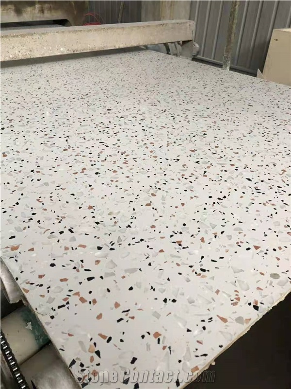 Terrazzo white cement slab wall tile