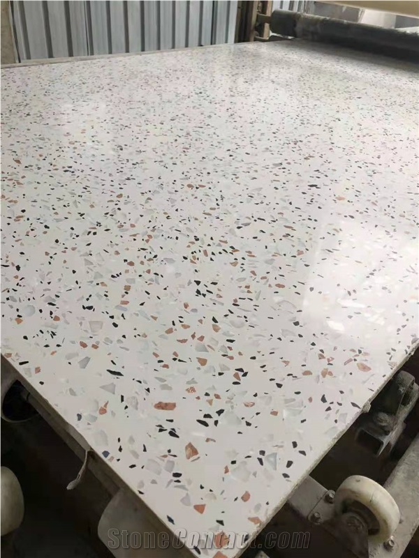 Terrazzo white cement slab wall tile