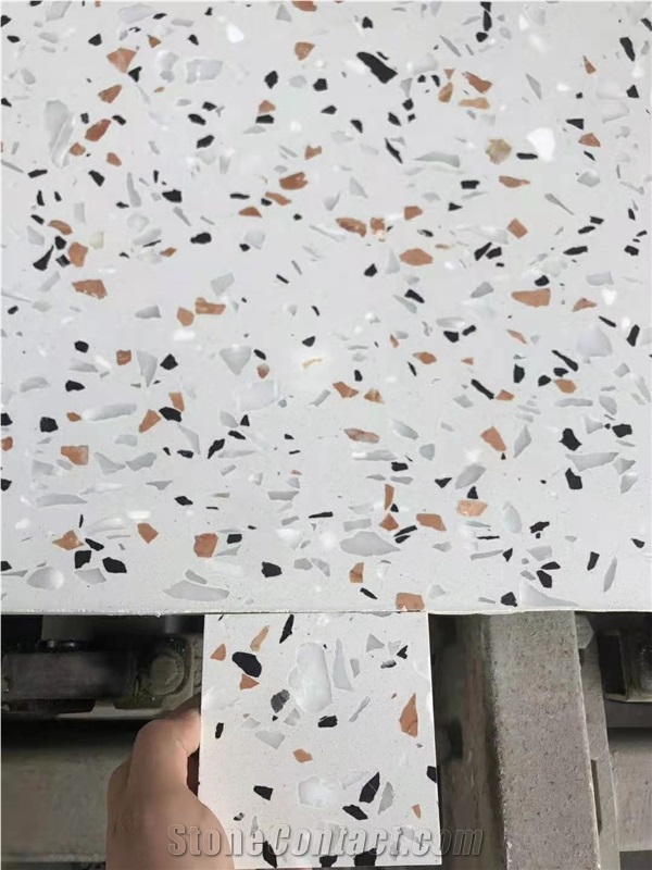 Terrazzo white cement slab wall tile