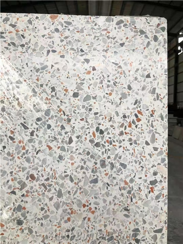 White Terrazzo floor tile cement  wall cladding