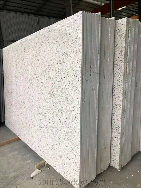 White Terrazzo floor tile cement  wall cladding