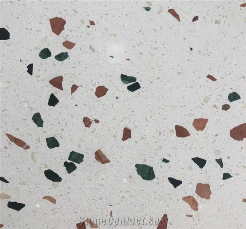 White Terrazzo stone bathroom slab tile