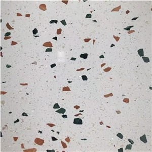 White Terrazzo stone bathroom slab tile