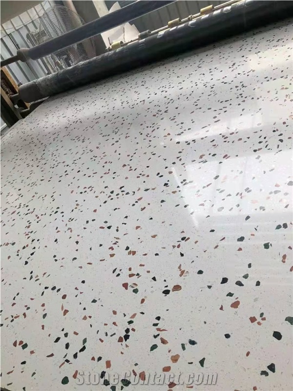 White Terrazzo stone bathroom slab tile
