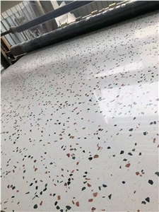 White Terrazzo stone bathroom slab tile