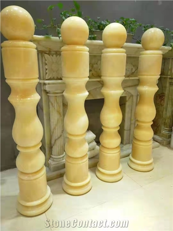 China Honey Onyx balustrades carved sculptured handrail