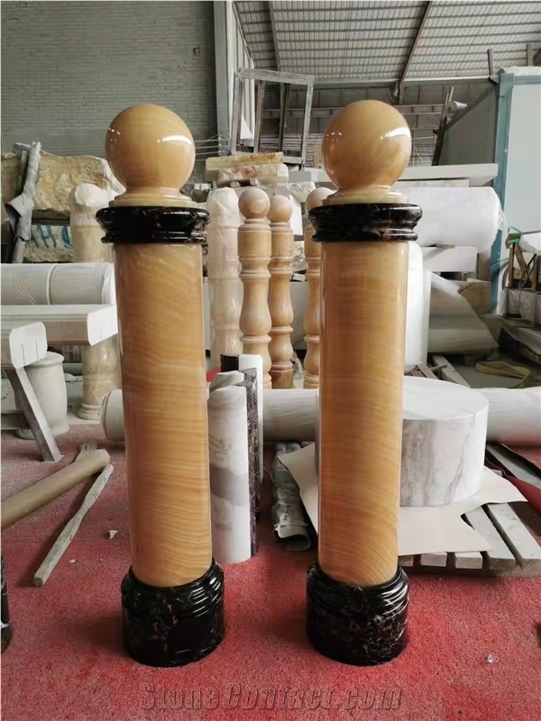 China Honey Onyx balustrades carved sculptured handrail