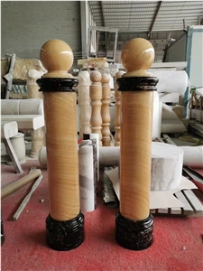 China Honey Onyx balustrades carved sculptured handrail