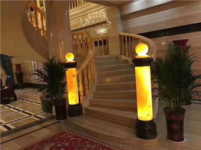 China Honey Onyx balustrades carved sculptured handrail
