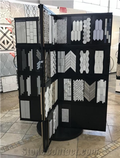 Rotary Metal Stone Marble Mosaic Tile Rack For Showroom