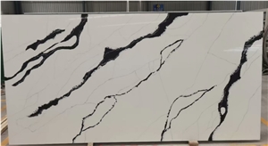 Chinese Cheap Panda White Quartz Stone Slab for Countertop