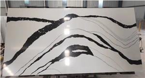Chinese Cheap Panda White Quartz Stone Slab for Countertop