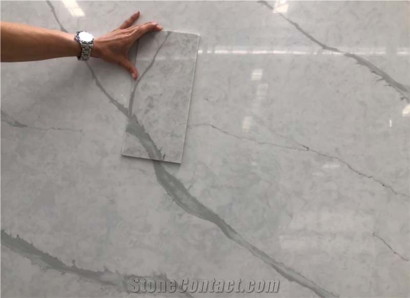 Classic Calacatta White GS8608 Quartz Slabs for Countertop