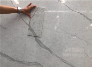 Classic Calacatta White GS8608 Quartz Slabs for Countertop