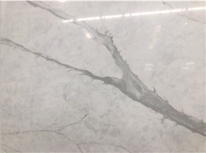 Classic Calacatta White GS8608 Quartz Slabs for Countertop