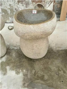 Yellow River Stone Pedestal Sink
