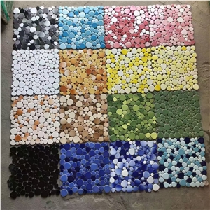 Chinese  Artificial Stone Glass Pebble Mosaic Tiles