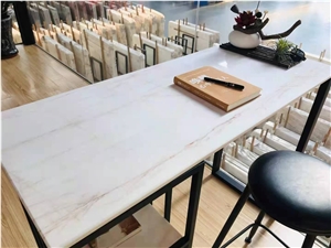 China Red Line White Jade Marble Polished Countertops