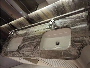 Italy Venice Brown Marble Polished Bathroom Countertops