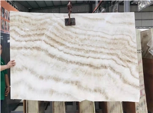 Wood Grain White Onyx Polished Wall Slabs & Tiles Floor