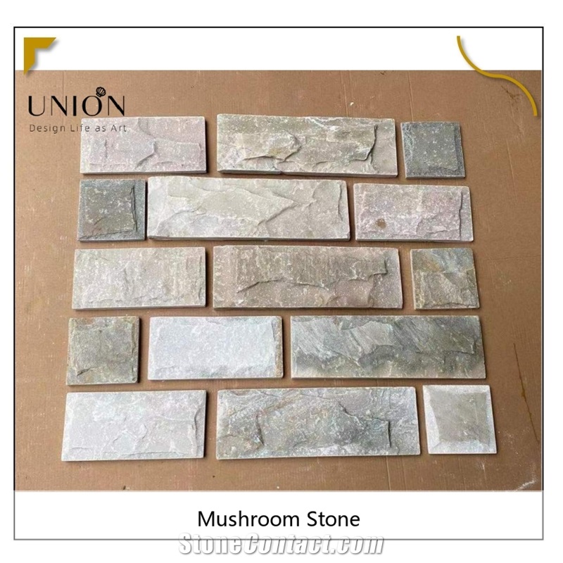 Cheap Rusty Beige Natural Mushroom Stone Slate Wall Cladding