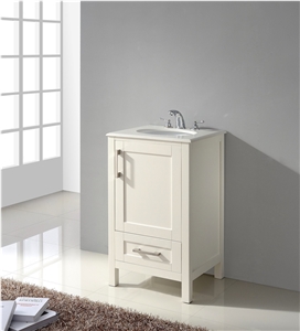 Bath Vanity in Soft White with White Engineered Marble Top