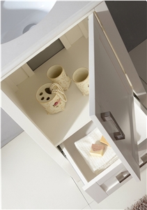 Bath Vanity in Soft White with White Engineered Marble Top