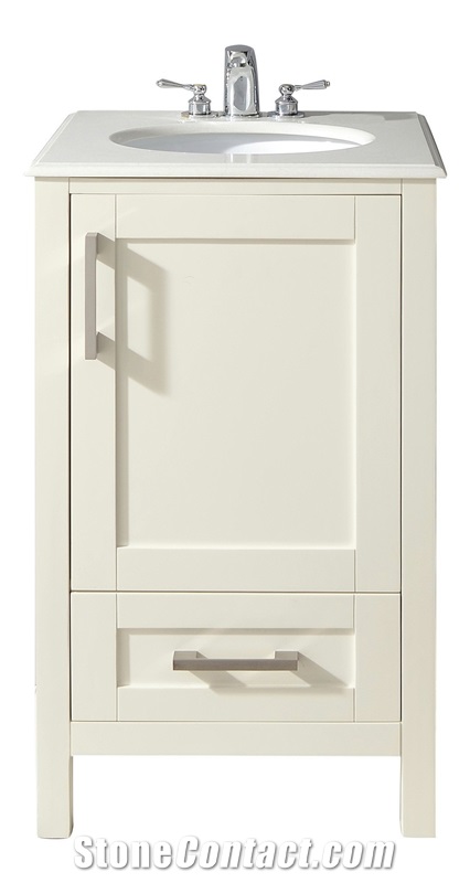 Bath Vanity in Soft White with White Engineered Marble Top