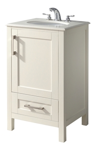 Bath Vanity in Soft White with White Engineered Marble Top