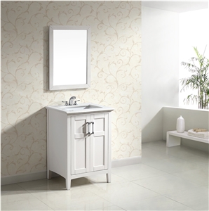 Bath Vanity with White Engineered Quartz Marble Top