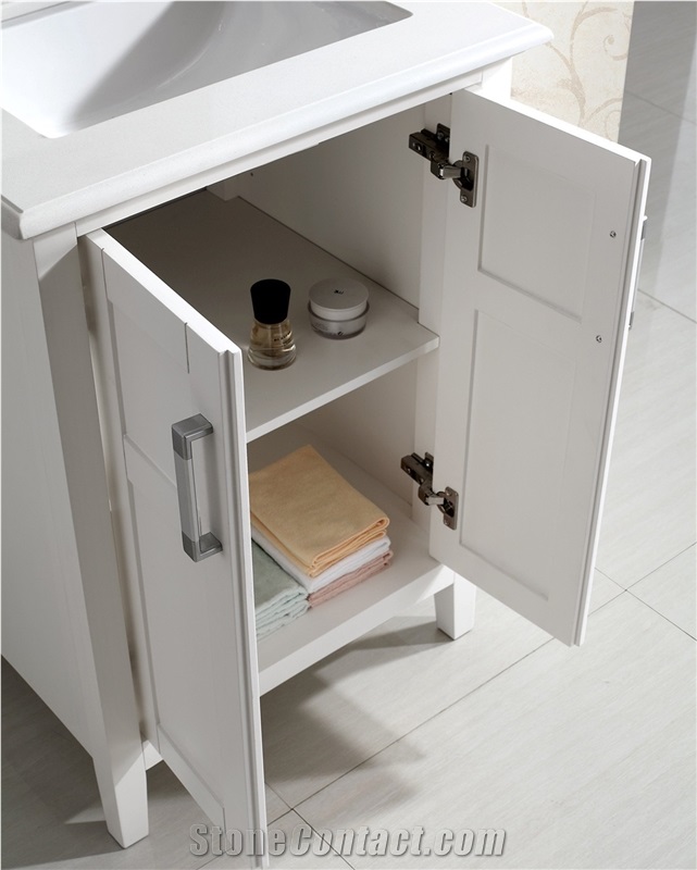 Bath Vanity with White Engineered Quartz Marble Top