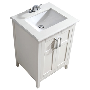 Bath Vanity with White Engineered Quartz Marble Top