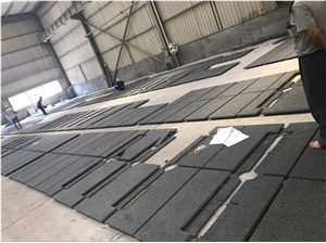 Flamed and Brushed Angola Black Granite Tiles 