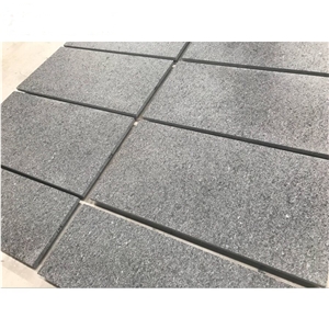 Flamed and Brushed Angola Black Granite Tiles 