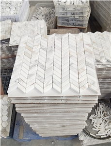 Calacatta Gold Marble Mini-Chevron Pattern Mosaic Tile