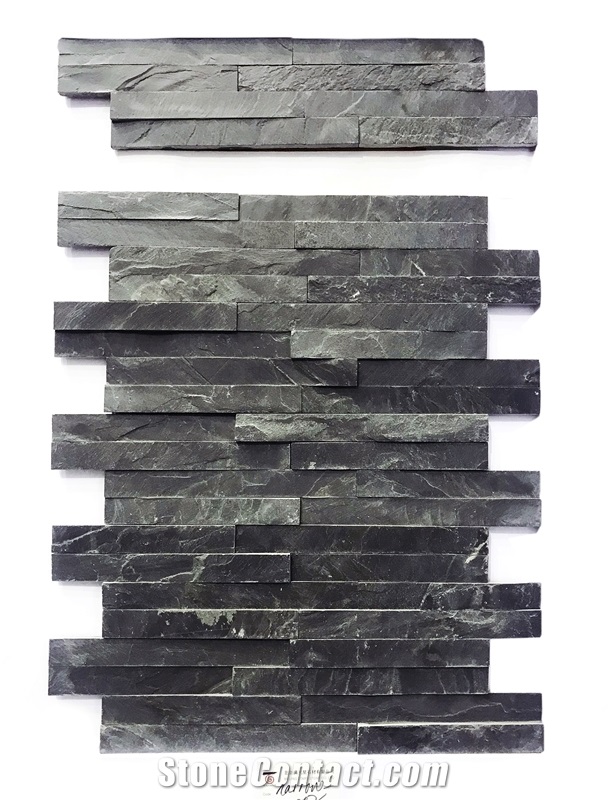 Black Slate Mini Panel Cultured Stone, Thin Stone Veneer