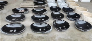 China Black Nature Stone Wash Round Oval Basin Sink