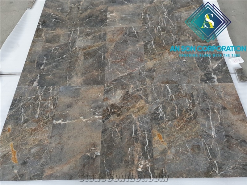 60X60 Coffee Marble Polished Floor Gold Border Ceramic Tile