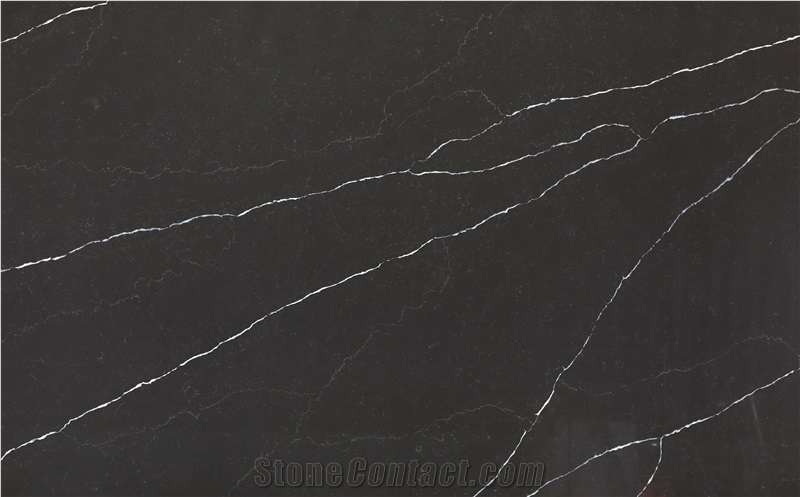 Black High Quality Artificial Quartz Slabs Noir Marquino